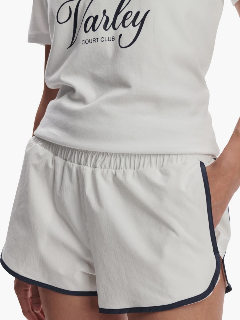 NEW VARLEY Arlington Running Shorts White Retro Look Stretch {$78} Sz Medium